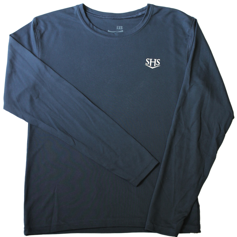 Navy Crested Long Sleeve Dry-Fit Gym Shirt